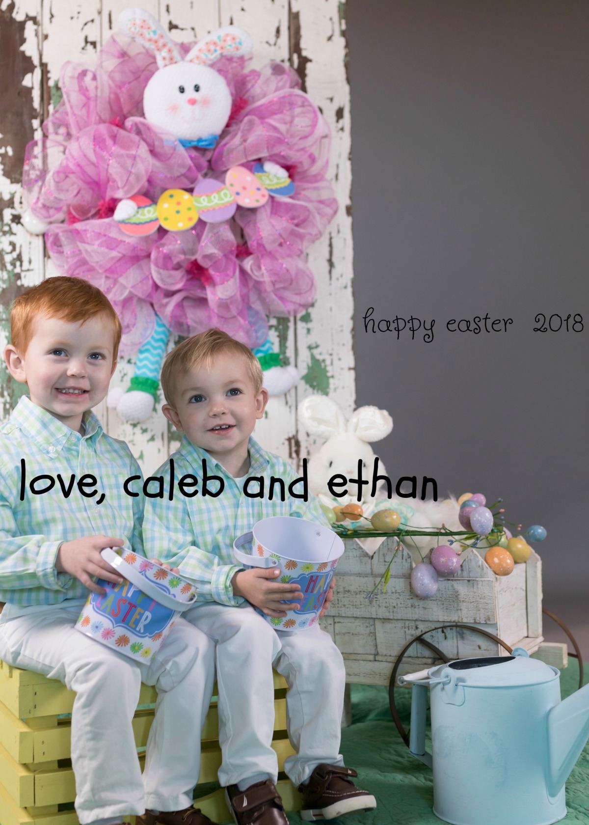 Easter is just around the corner and these two will surely get you into the spring spirit.  Caleb and Ethan love it when chocolate is offered.  Ethan is wearing his dad’s outfit in the first ones.  He can put on one funny face.